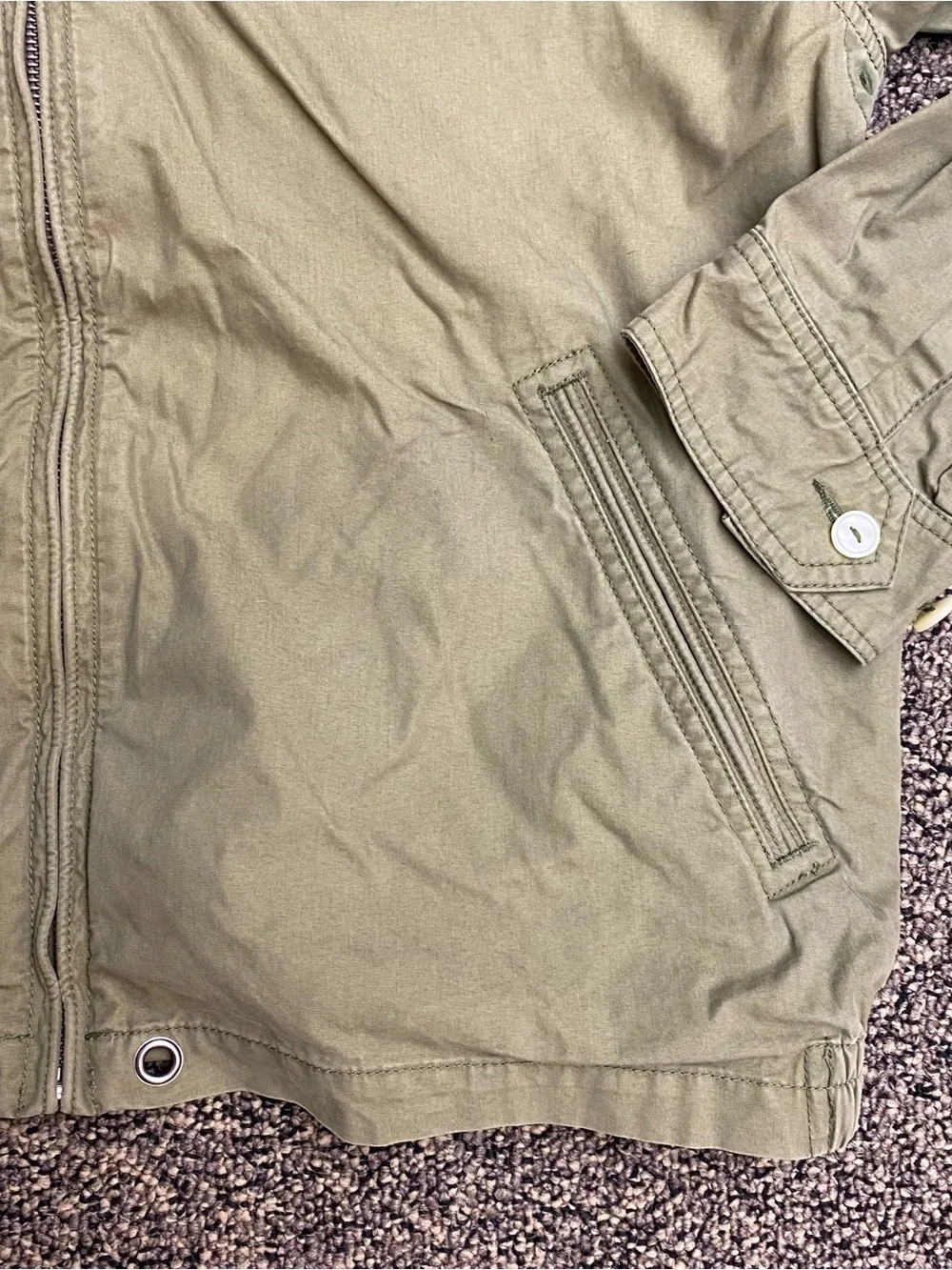 Polo by Ralph Lauren Light Olive Hooded Utility Windbreaker Jacket Retro Y2K